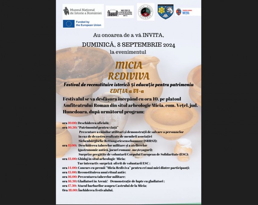 muzeul national de istorie a romaniei organizeaza micia rediviva festival de reconstituire istorica si educatie pentru patrimoniu 66d80d0ad89b8