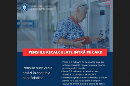 pensiile recalculate sunt virate astazi 12 septembrie 2024 in conturile beneficiarilor 66e2d887ad80e