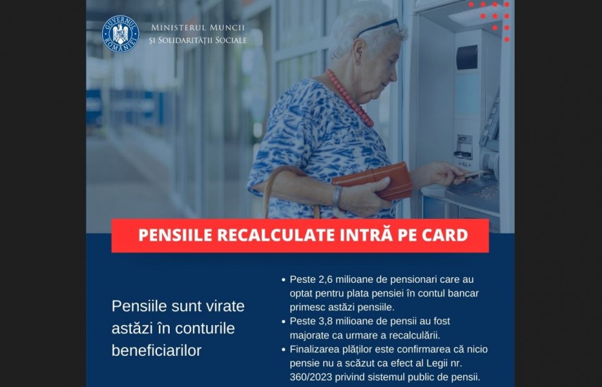 pensiile recalculate sunt virate astazi 12 septembrie 2024 in conturile beneficiarilor 66e2d887ad80e