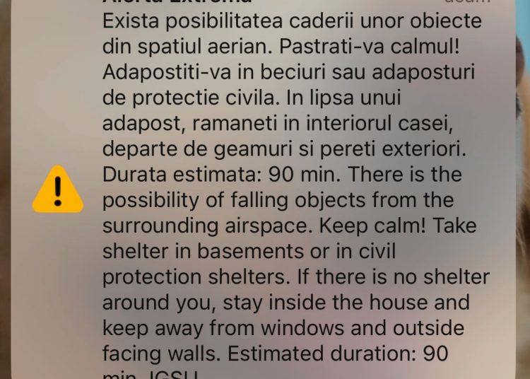 mesaj ro alert alerta extrema in tulcea exista posibilitatea caderii unor obiecte din spatiul aerian 66fcd9a7ea940