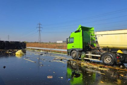 trei autotrenuri implicate intr un accident rutier pe autostrada a0 galerie foto 67176f624e2cd