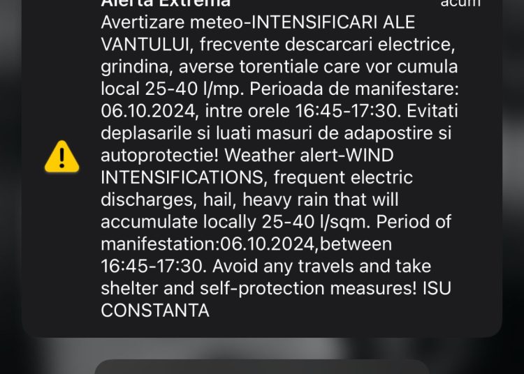 update cod portocaliu de vremea rea la constanta a fost emis un mesaj ro alert 6702aa3398a87