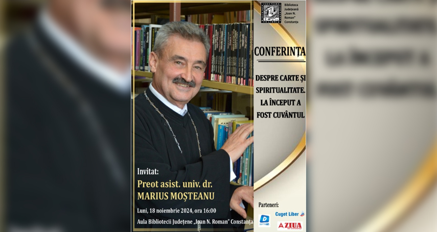 parintele marius mosteanu la prima conferinta gazduita de biblioteca judeteana i n roman din constanta 6728dd7141ec2