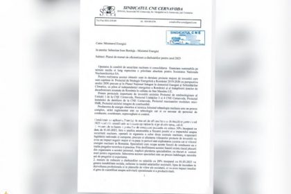 sindicatul cne cernavoda solicita revizuirea masurilor de austeritate pentru 2025 stoparea angajarilor de personal una din masurile cu cel mai mare impact negativ document 678a9906750e7